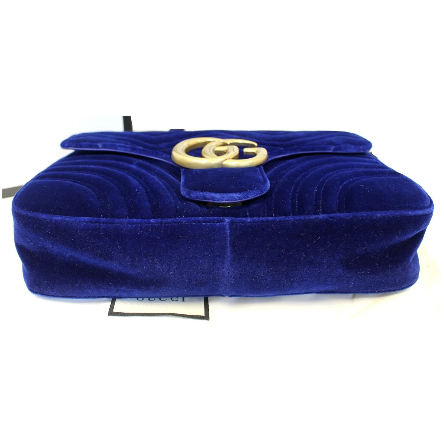 GUCCI GG Marmont Velvet Medium Shoulder Bag Blue 443496