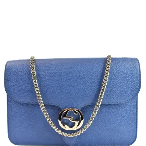 Gucci Interlocking GG Calfskin Leather Shoulder Bag Blue 510303