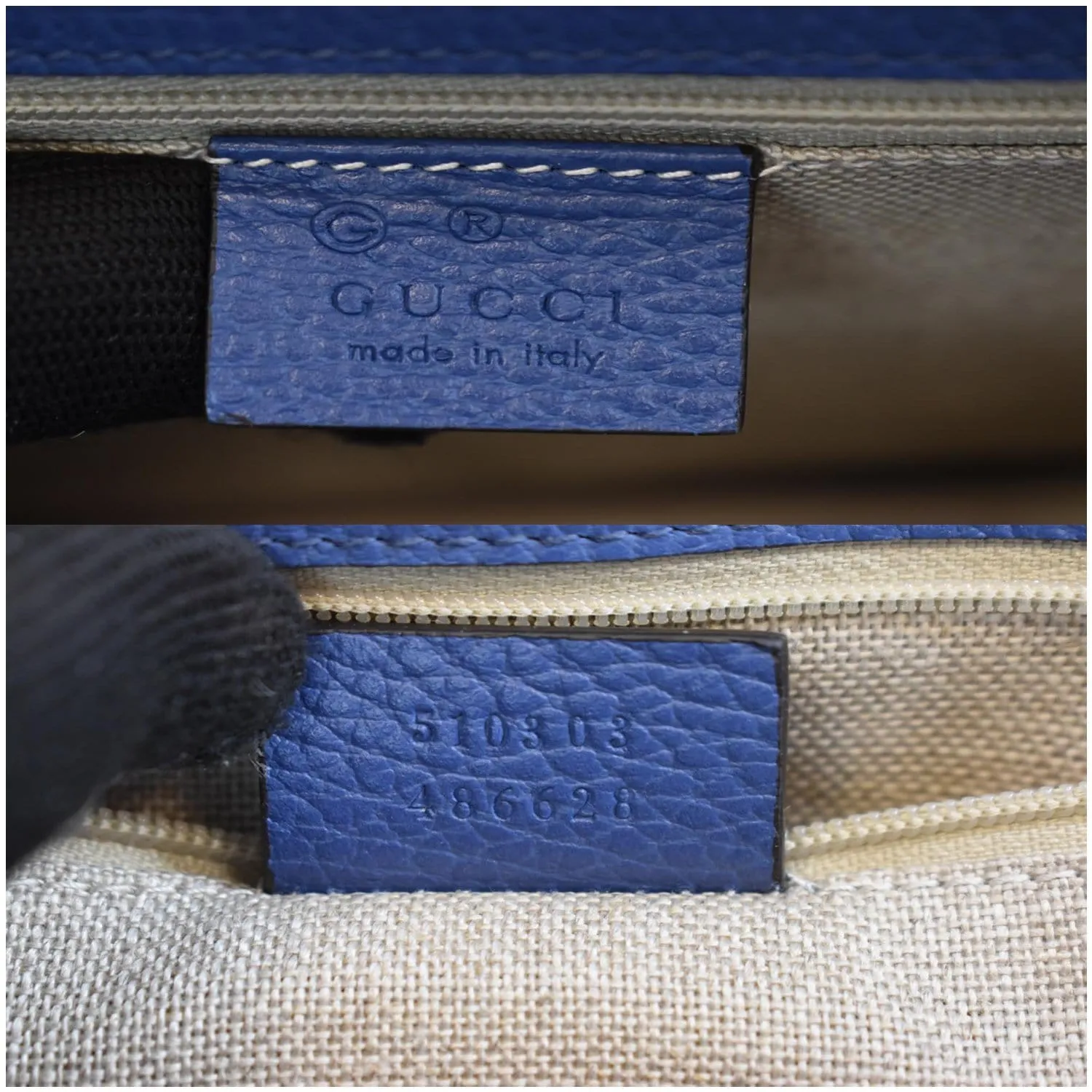 Gucci Interlocking GG Calfskin Leather Shoulder Bag Blue 510303