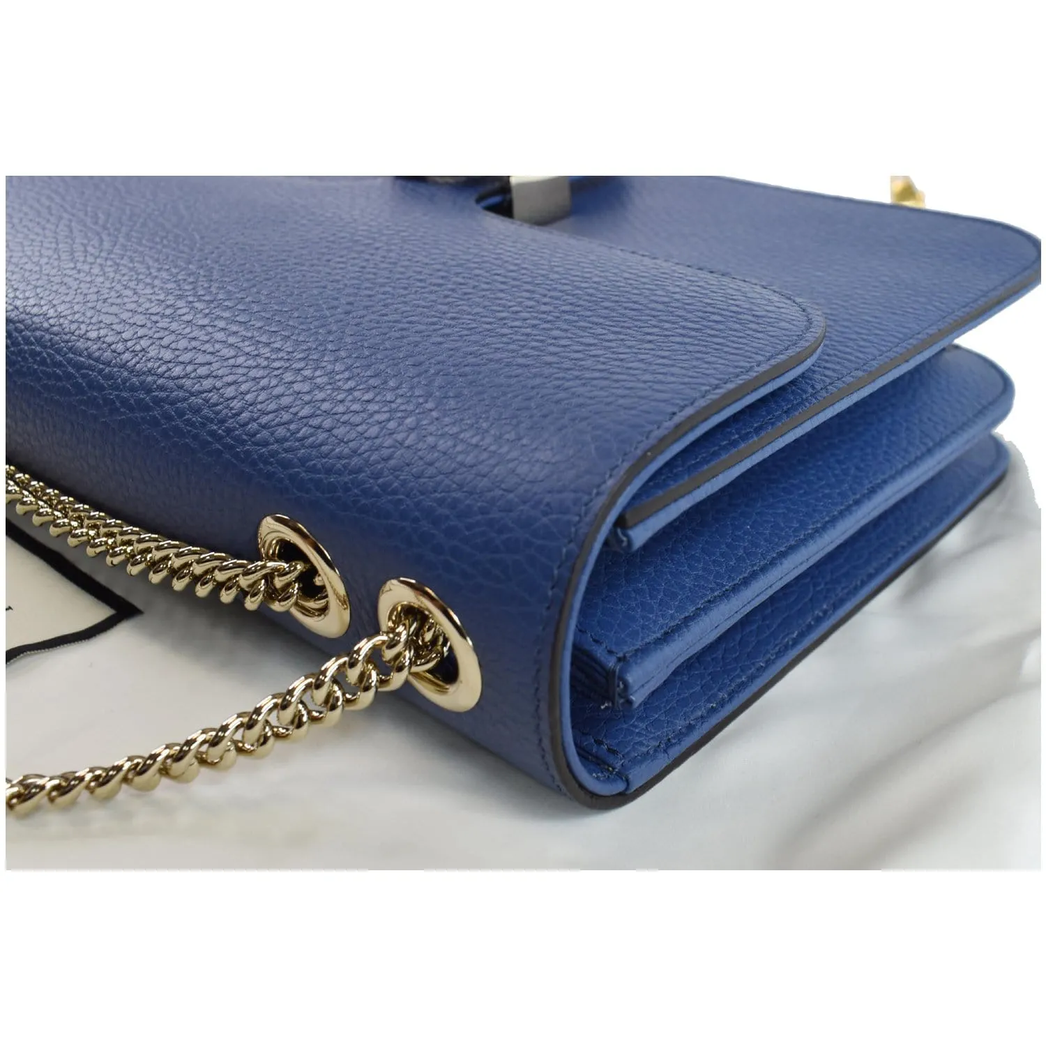 Gucci Interlocking GG Calfskin Leather Shoulder Bag Blue 510303