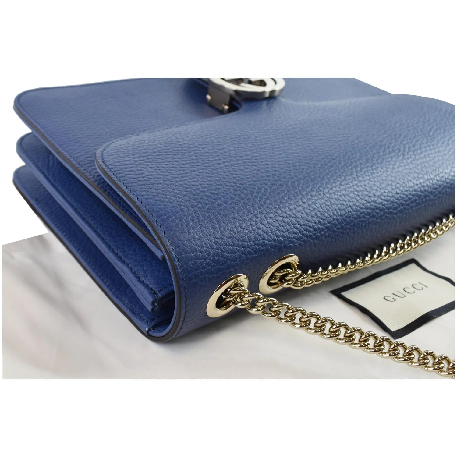 Gucci Interlocking GG Calfskin Leather Shoulder Bag Blue 510303