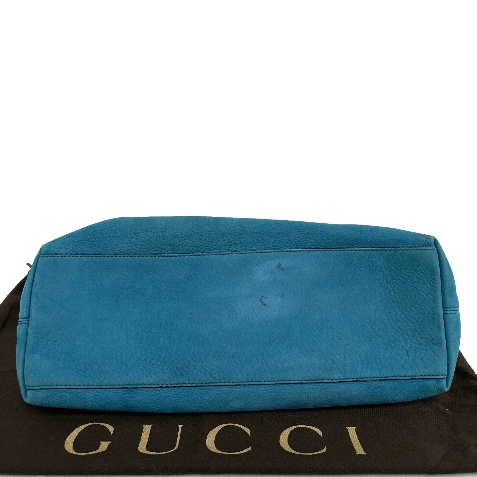 Gucci Nubuck Medium Soho Chain Shoulder Tote Aqua Blue Handbag