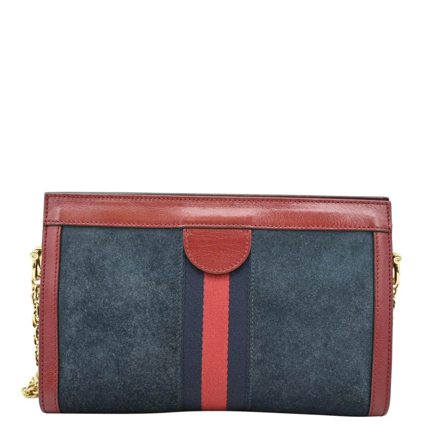 GUCCI Ophidia Small Suede Chain Shoulder Bag Denim Blue 503877