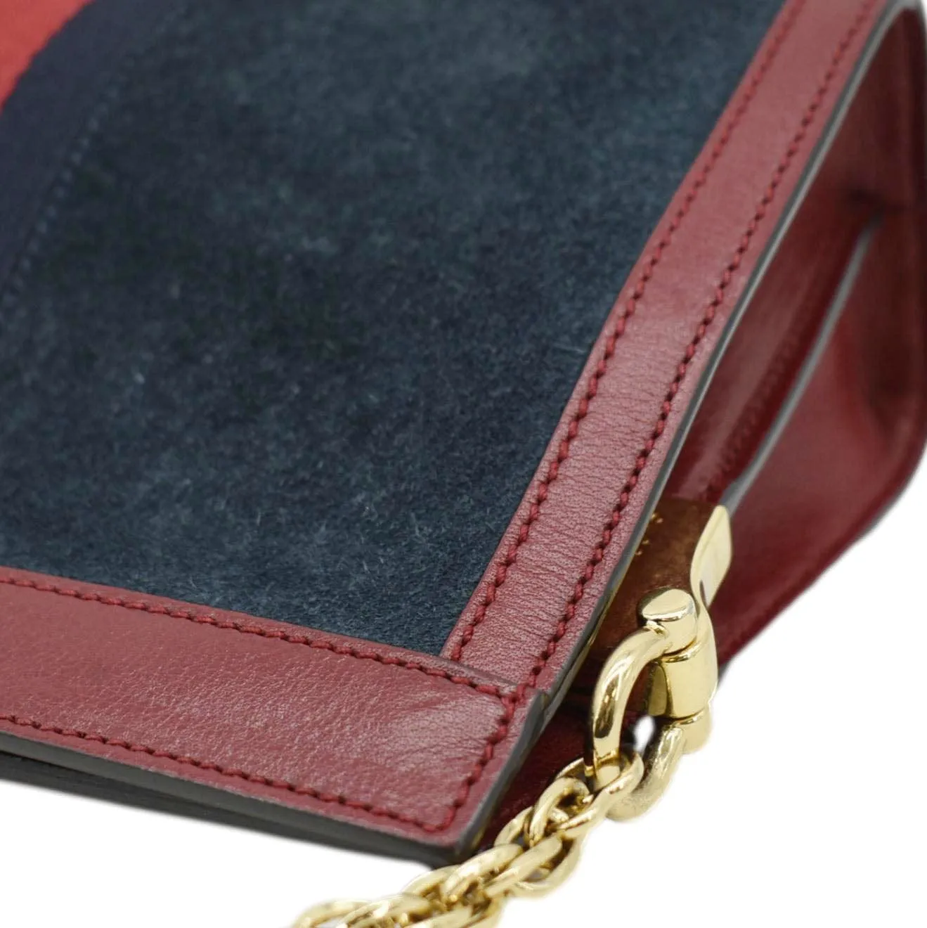 GUCCI Ophidia Small Suede Chain Shoulder Bag Denim Blue 503877