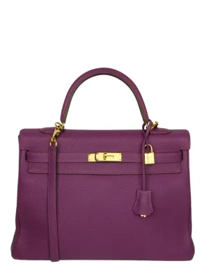 Hermes Anemone Togo Leather 35cm Kelly Bag GHW