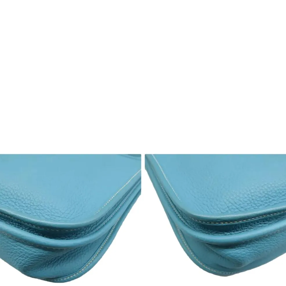 Hermes Evelyne II GM Taurillon Clemence Shoulder Bag Blue Jean