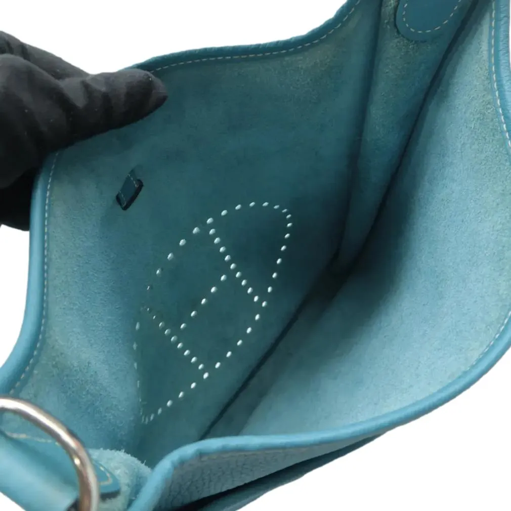Hermes Evelyne II GM Taurillon Clemence Shoulder Bag Blue Jean