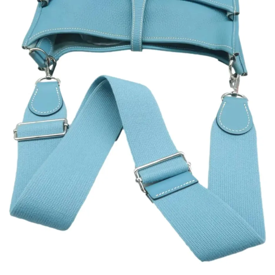 Hermes Evelyne II GM Taurillon Clemence Shoulder Bag Blue Jean