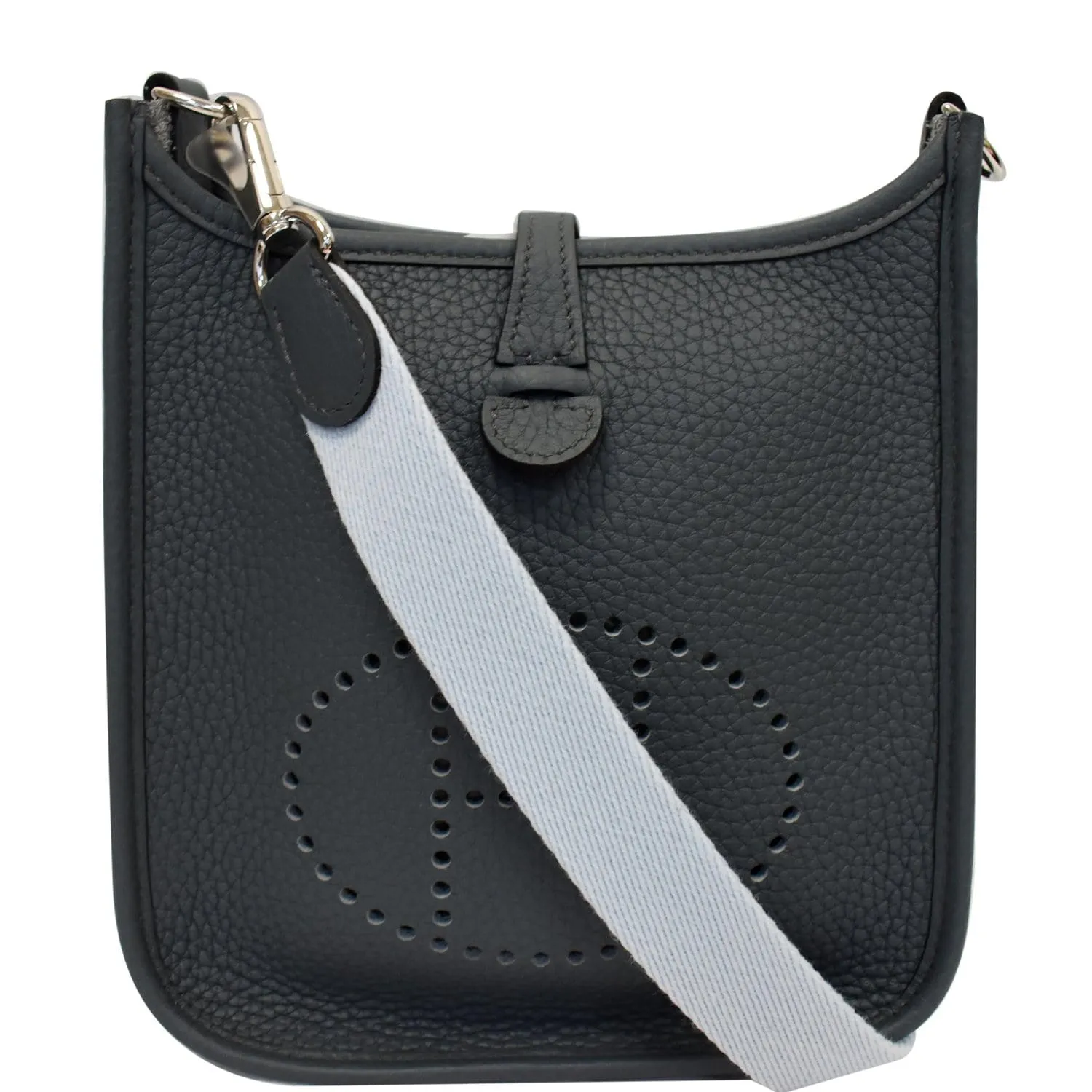 HERMES Evelyne TPM Clemence Leather Shoulder Bag Blue Slate - 15% OFF