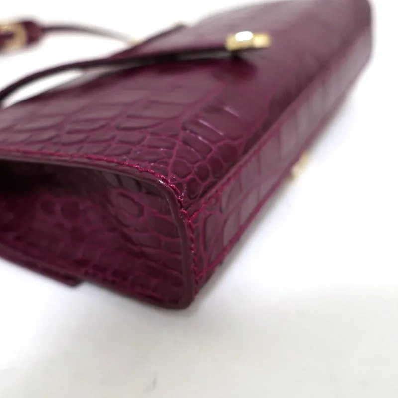 Jimmy Choo River Small Shoulder Bag Plum Croc-Embossed Leather
