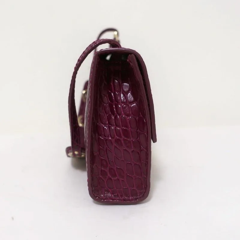 Jimmy Choo River Small Shoulder Bag Plum Croc-Embossed Leather