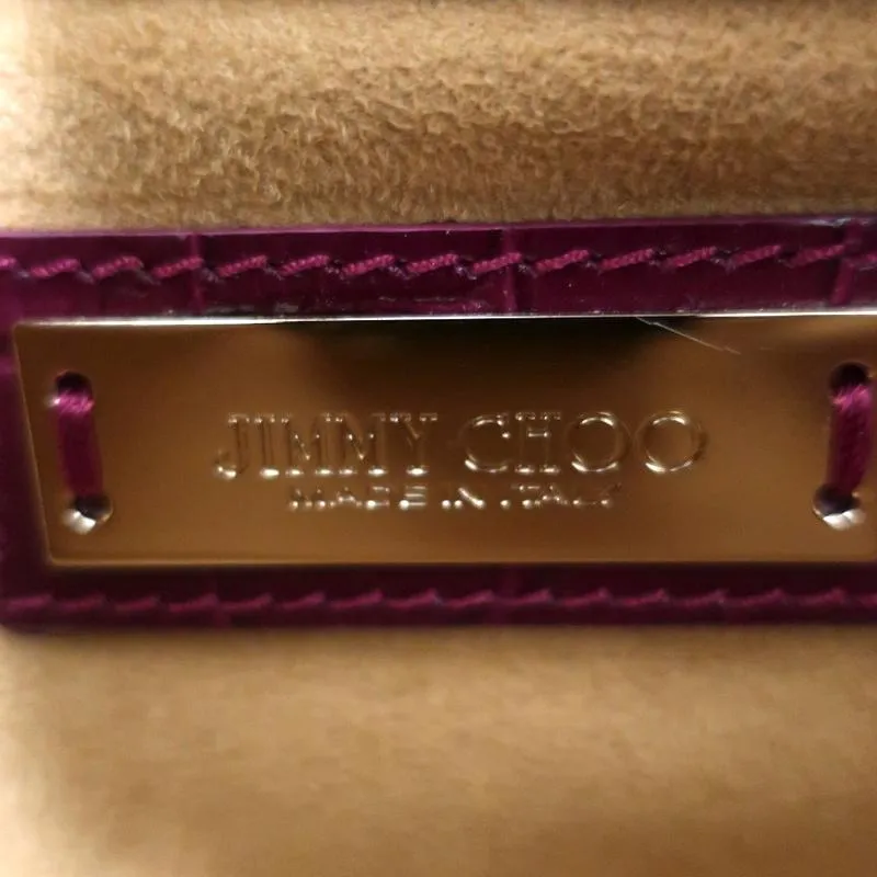 Jimmy Choo River Small Shoulder Bag Plum Croc-Embossed Leather