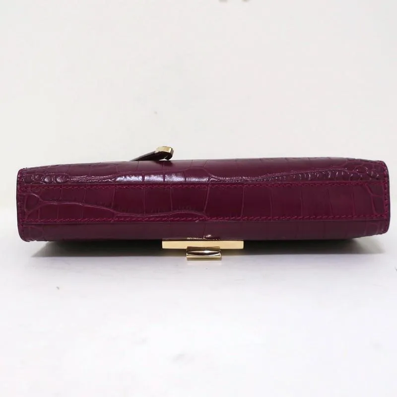 Jimmy Choo River Small Shoulder Bag Plum Croc-Embossed Leather