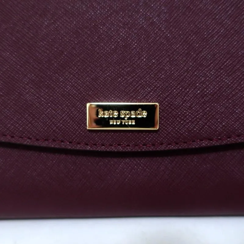 Kate Spade Laurel Way Winni Crossbody Bag Deep Plum Leather Clutch Wallet NEW