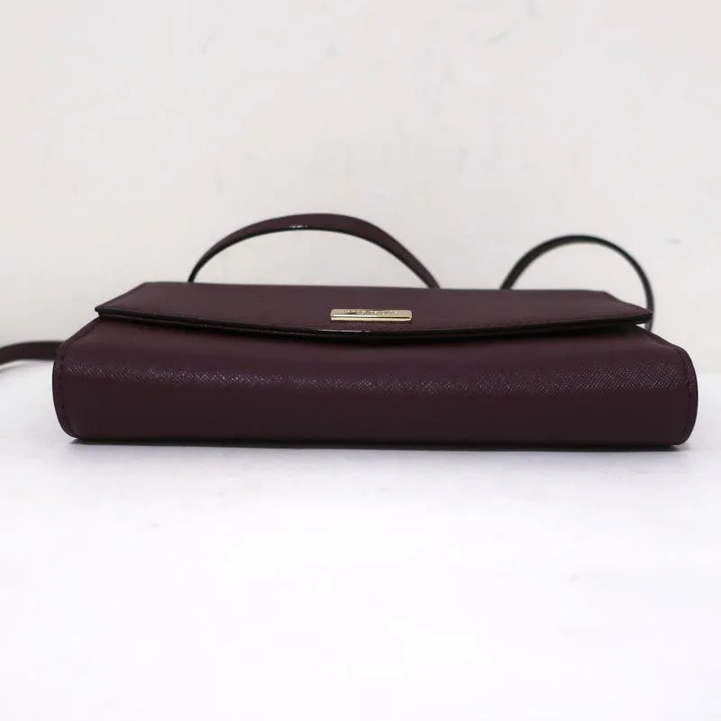 Kate Spade Laurel Way Winni Crossbody Bag Deep Plum Leather Clutch Wallet NEW