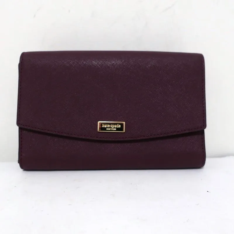 Kate Spade Laurel Way Winni Crossbody Bag Deep Plum Leather Clutch Wallet NEW
