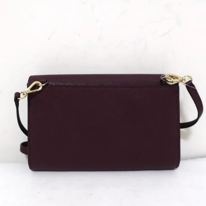 Kate Spade Laurel Way Winni Crossbody Bag Deep Plum Leather Clutch Wallet NEW