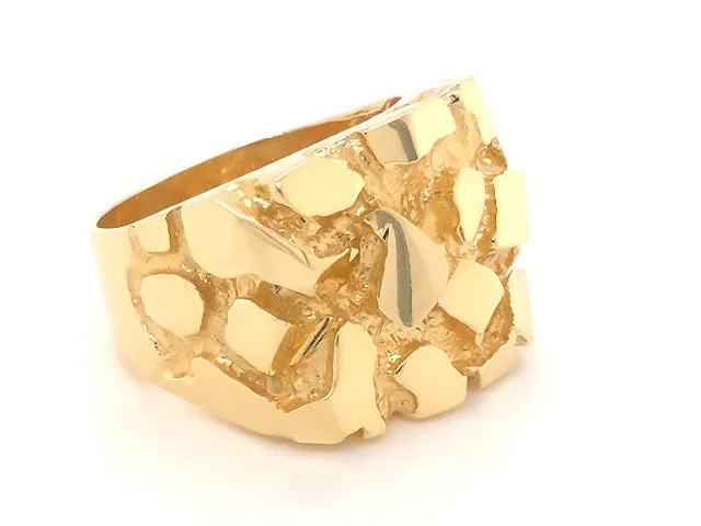 Large Men's 14K Yellow Gold Nugget Ring