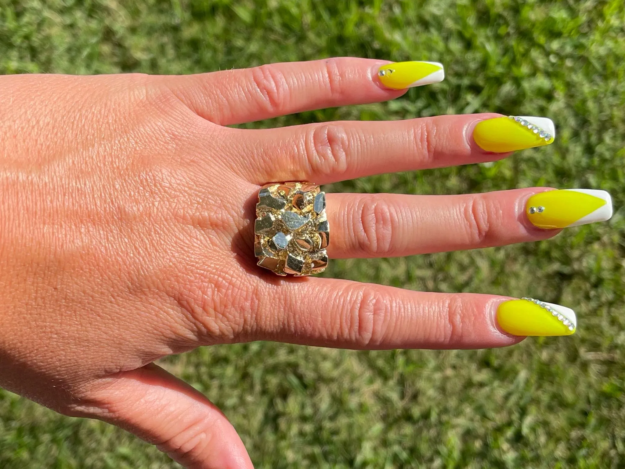 Large Men's 14K Yellow Gold Nugget Ring