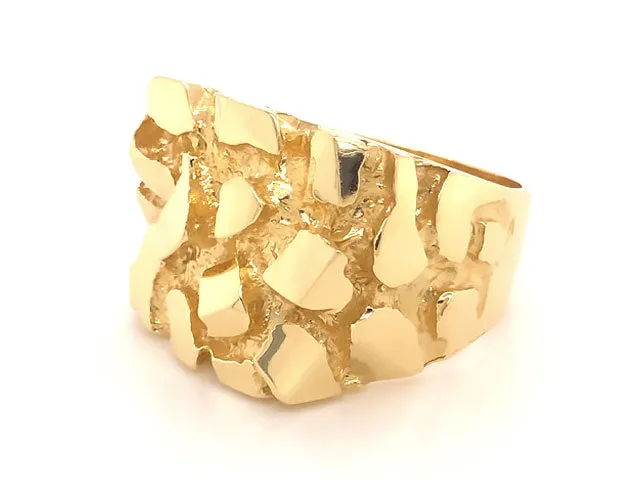 Large Men's 14K Yellow Gold Nugget Ring