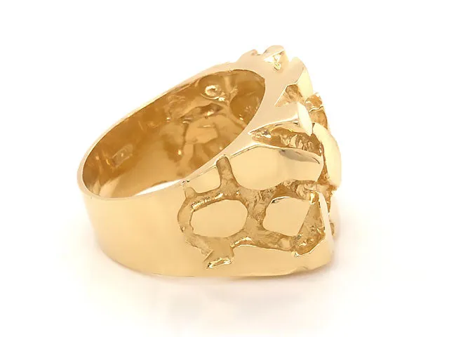 Large Men's 14K Yellow Gold Nugget Ring