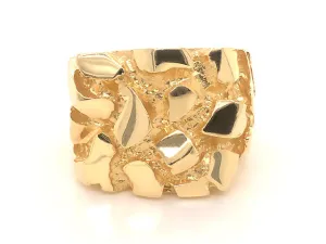 Large Men's 14K Yellow Gold Nugget Ring