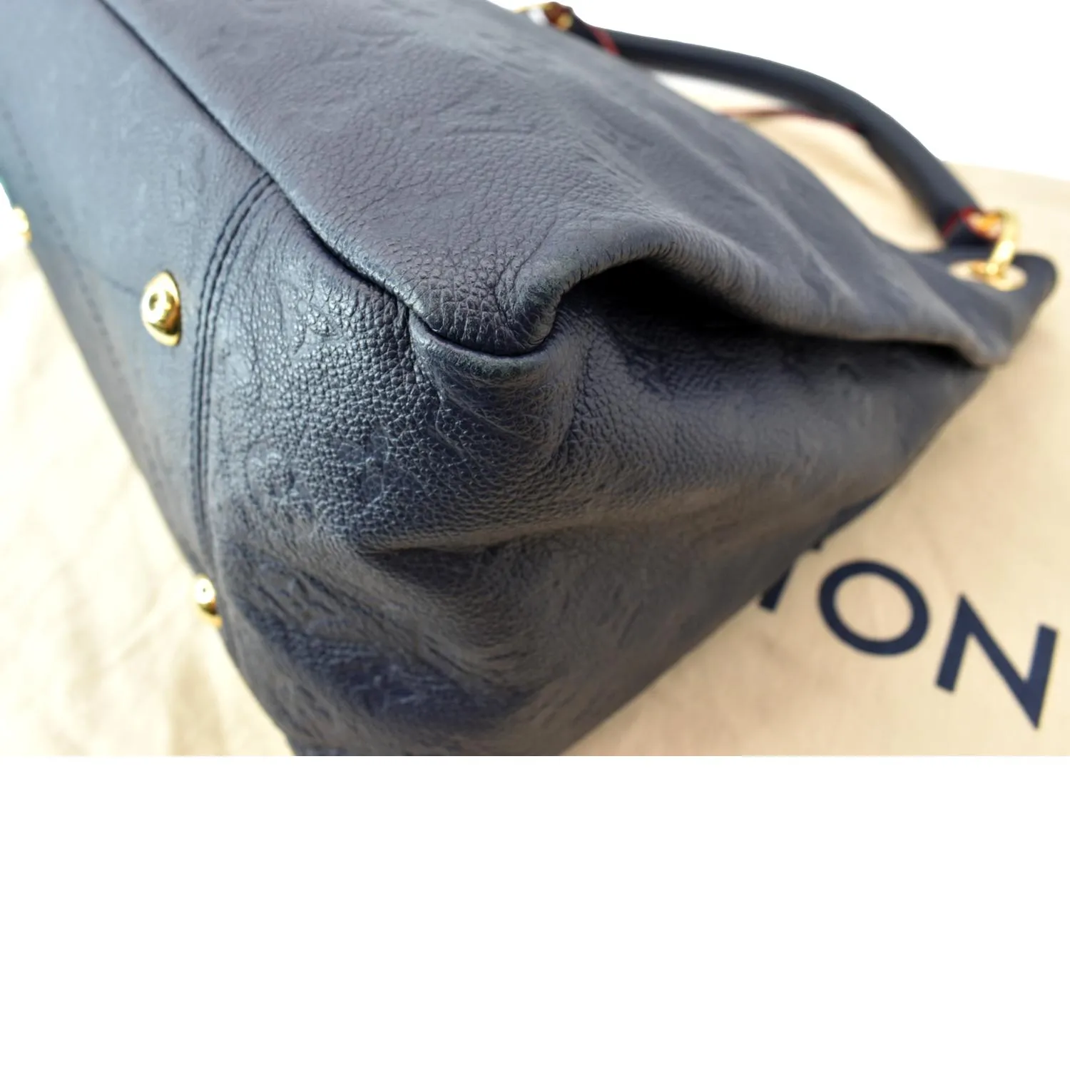 LOUIS VUITTON Artsy MM Empreinte Leather Shoulder Bag Navy Blue