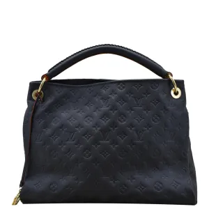 LOUIS VUITTON Artsy MM Monogram Empreinte Leather Shoulder Bag Navy Blue