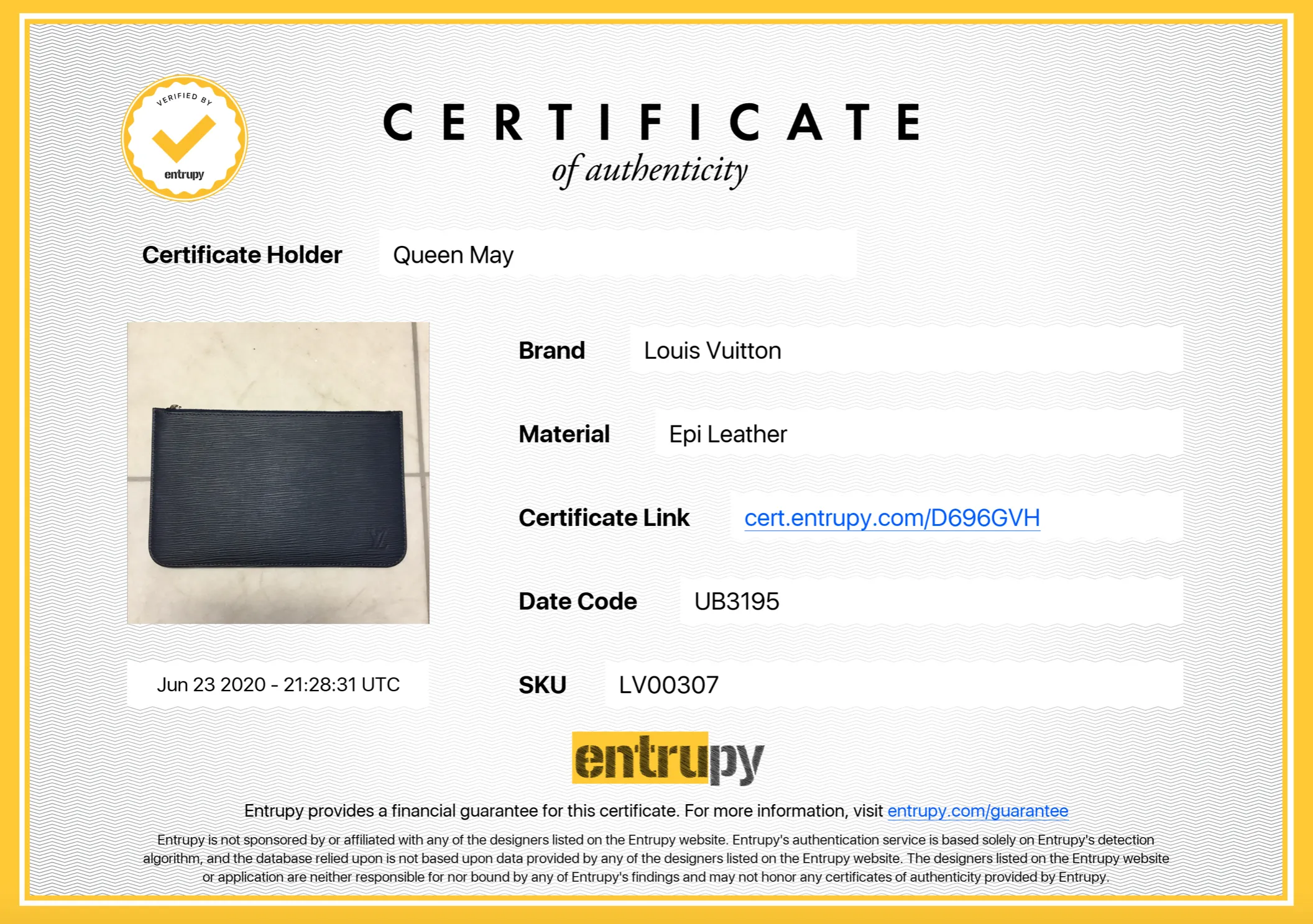 Louis Vuitton Epi Neverfull Pouch