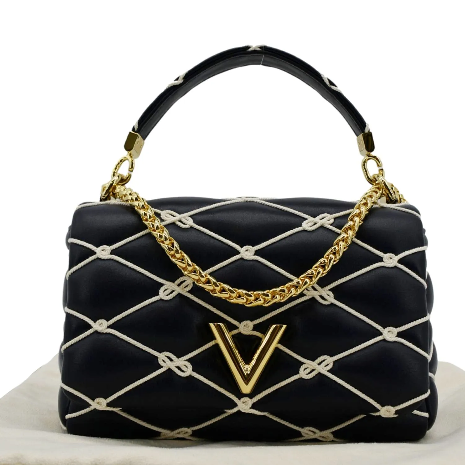 LOUIS VUITTON GO-14 MM Malletage Leather Shoulder Bag Navy Blue