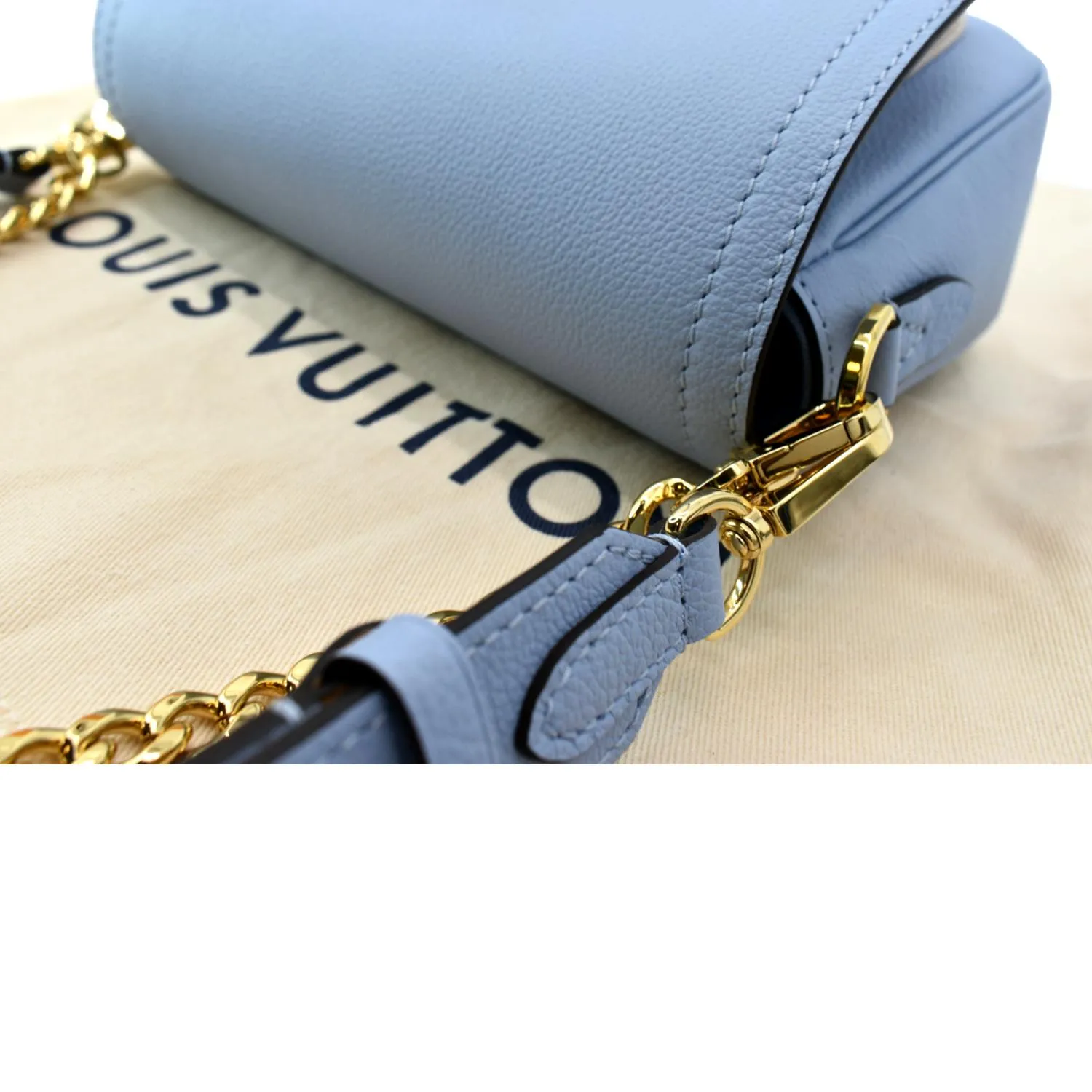 LOUIS VUITTON Lockme Tender Grained Calfskin Leather Shoulder Bag Blue