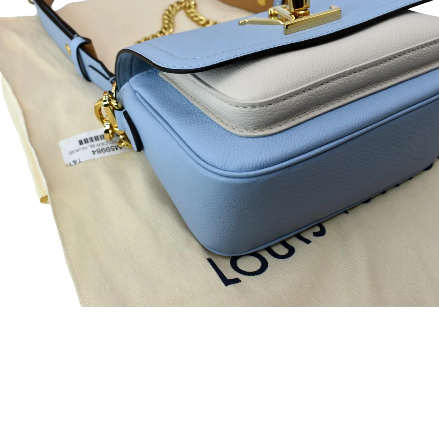 LOUIS VUITTON Lockme Tender Grained Calfskin Leather Shoulder Bag Blue