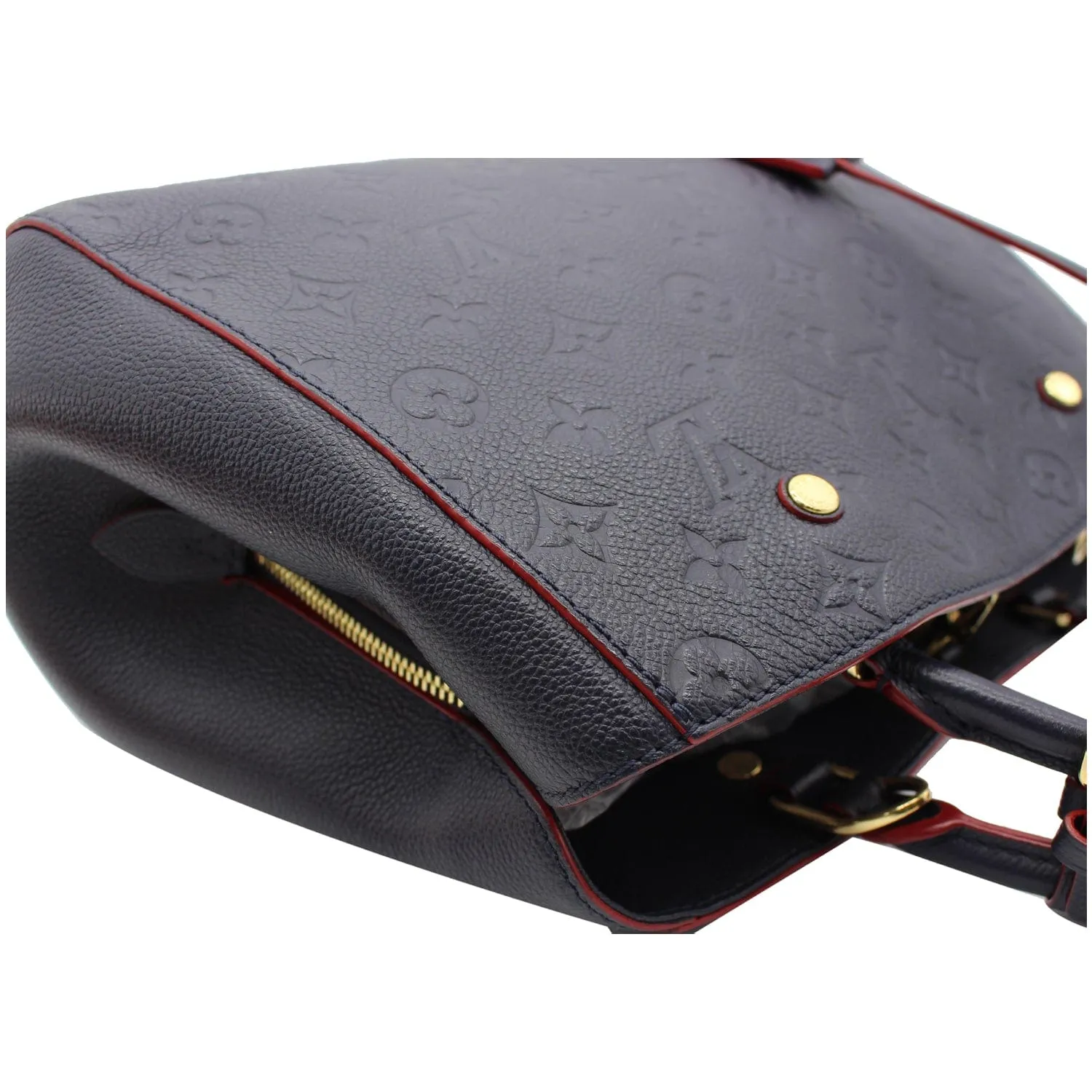 LOUIS VUITTON Montaigne MM Monogram Empreinte Shoulder Bag Blue