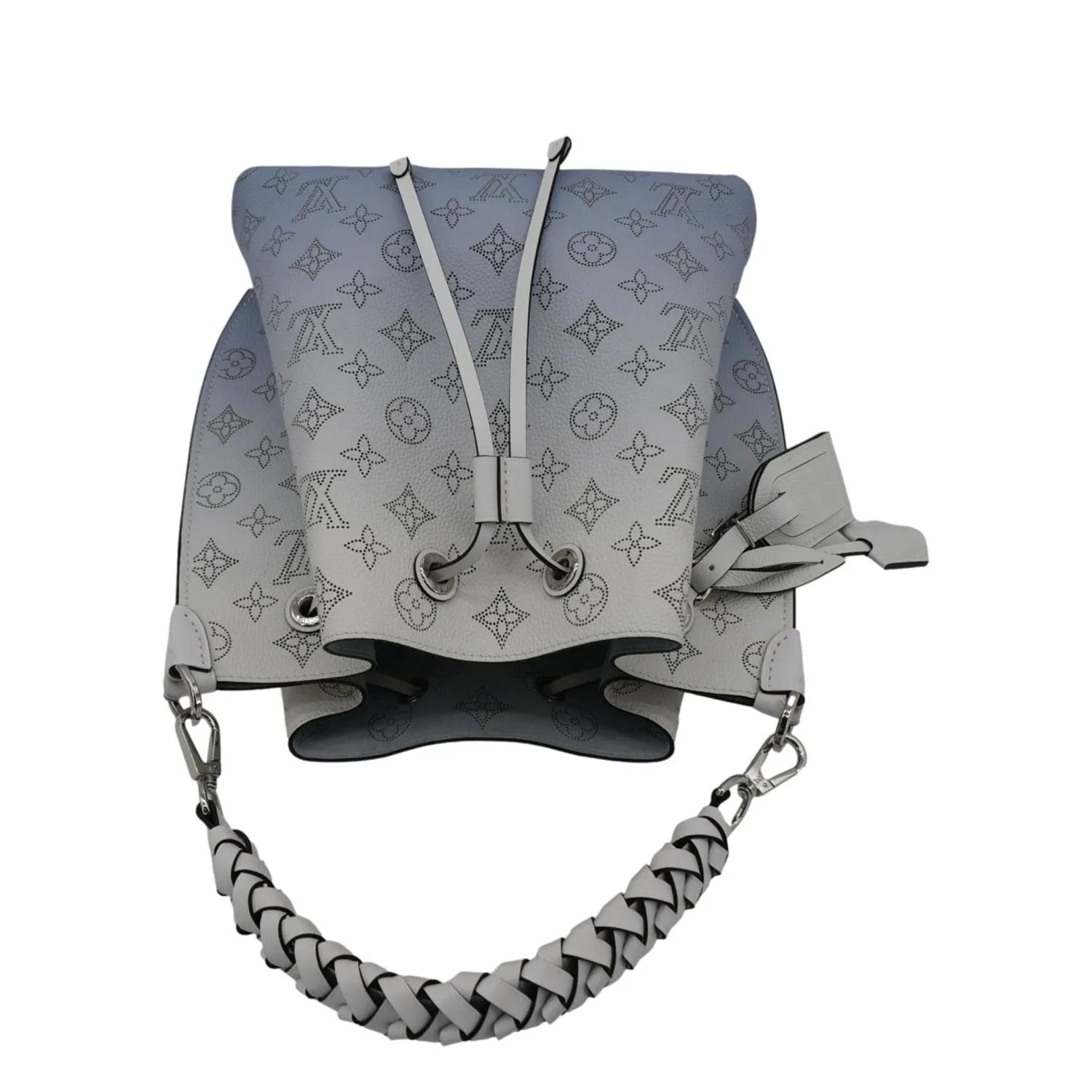 LOUIS VUITTON Muria Mahina Perforated Leather Shoulder Bag Light Blue