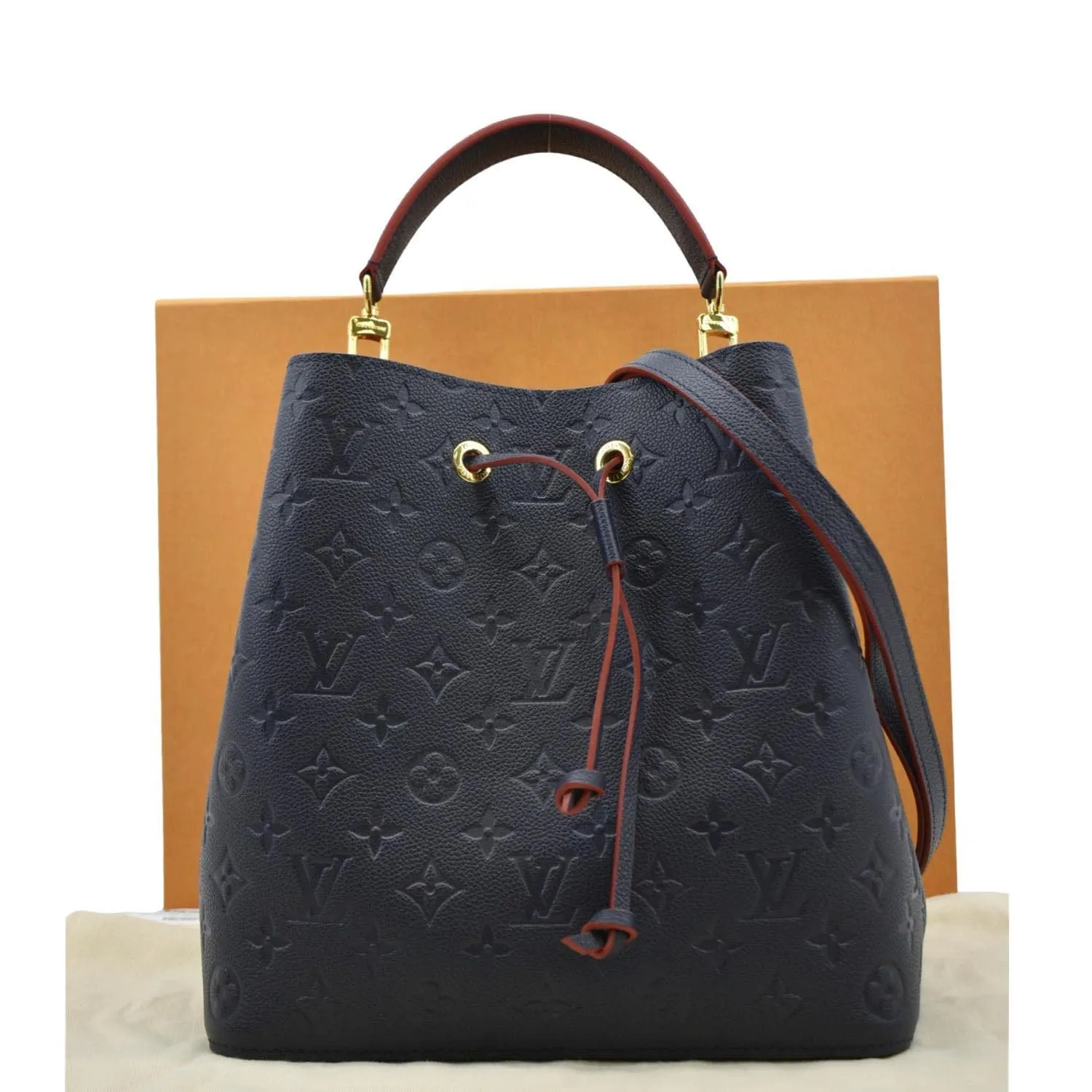 LOUIS VUITTON NeoNoe Monogram Empreinte Leather Shoulder Bag Navy Blue