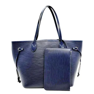 LOUIS VUITTON Neverfull MM Epi Leather Tote Shoulder Bag Blue