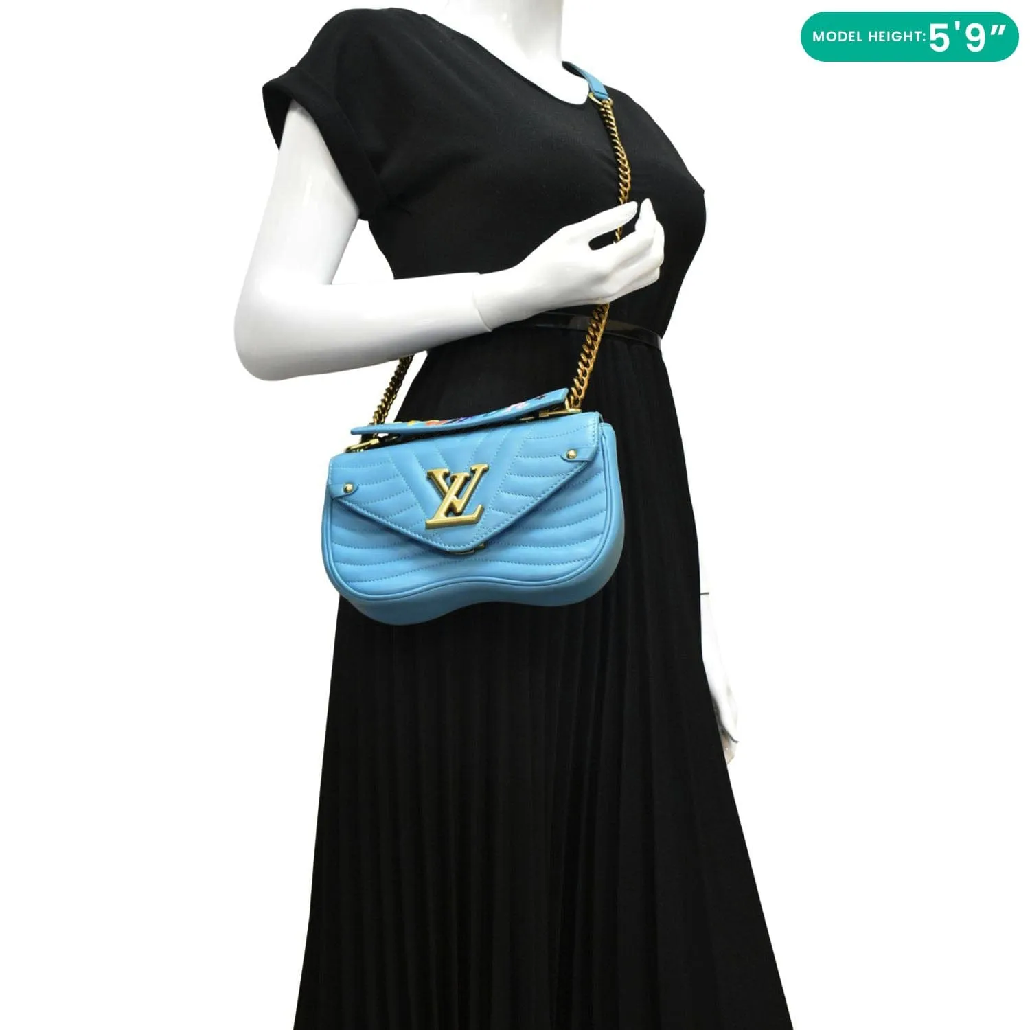 LOUIS VUITTON New Wave PM Leather Shoulder Bag Blue