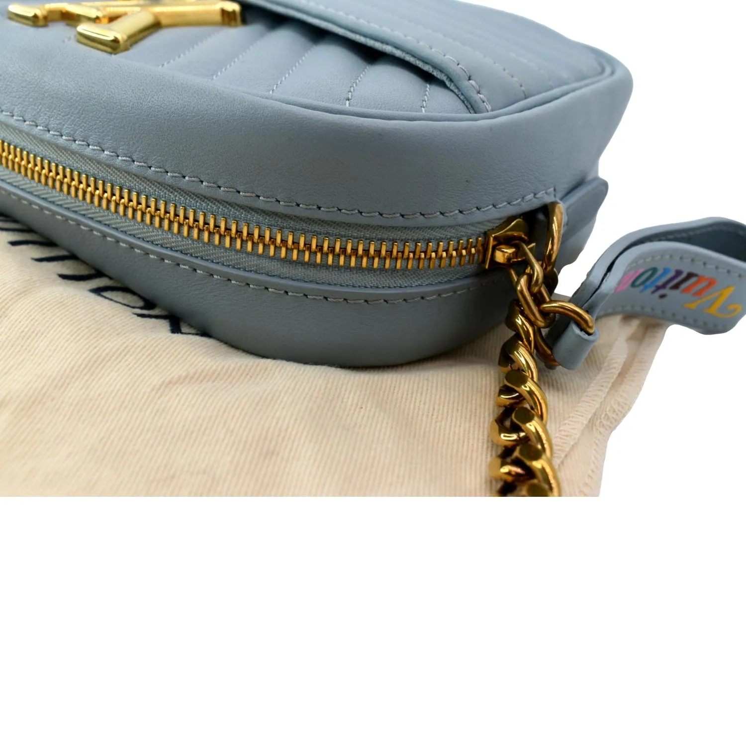 LOUIS VUITTON New Wave Quilted Leather Camera Bag Light Blue