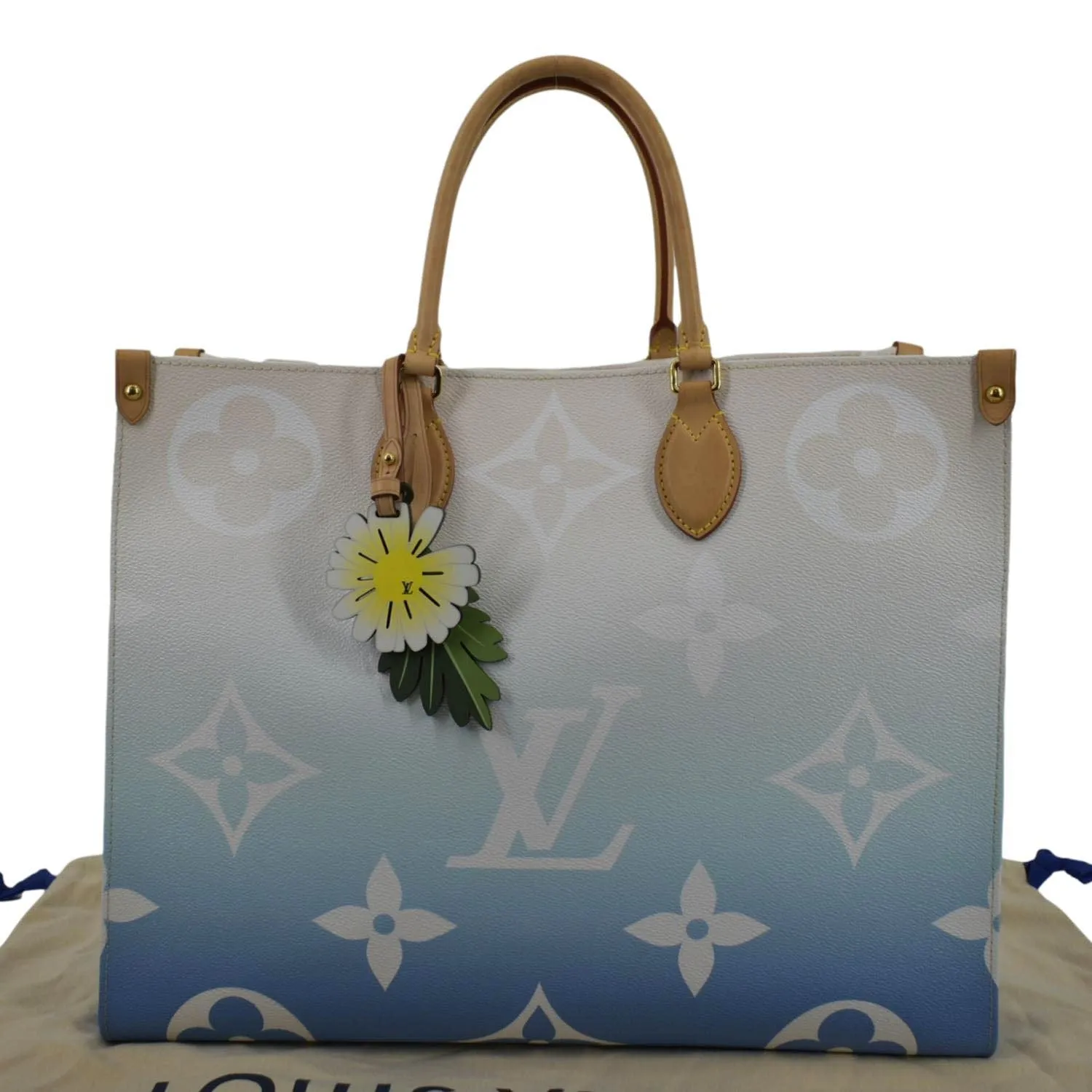 LOUIS VUITTON Pool Onthego GM Monogram Canvas Shoulder Bag Light Blue