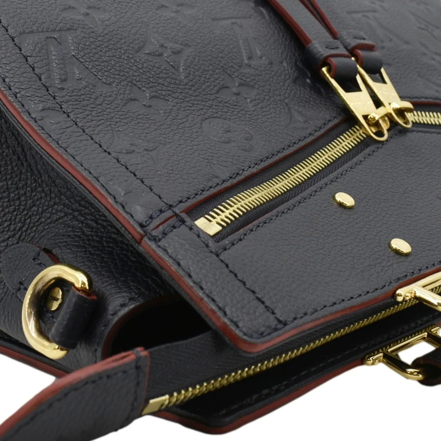 LOUIS VUITTON Sully PM Monogram Empreinte Leather Shoulder Bag Navy Blue