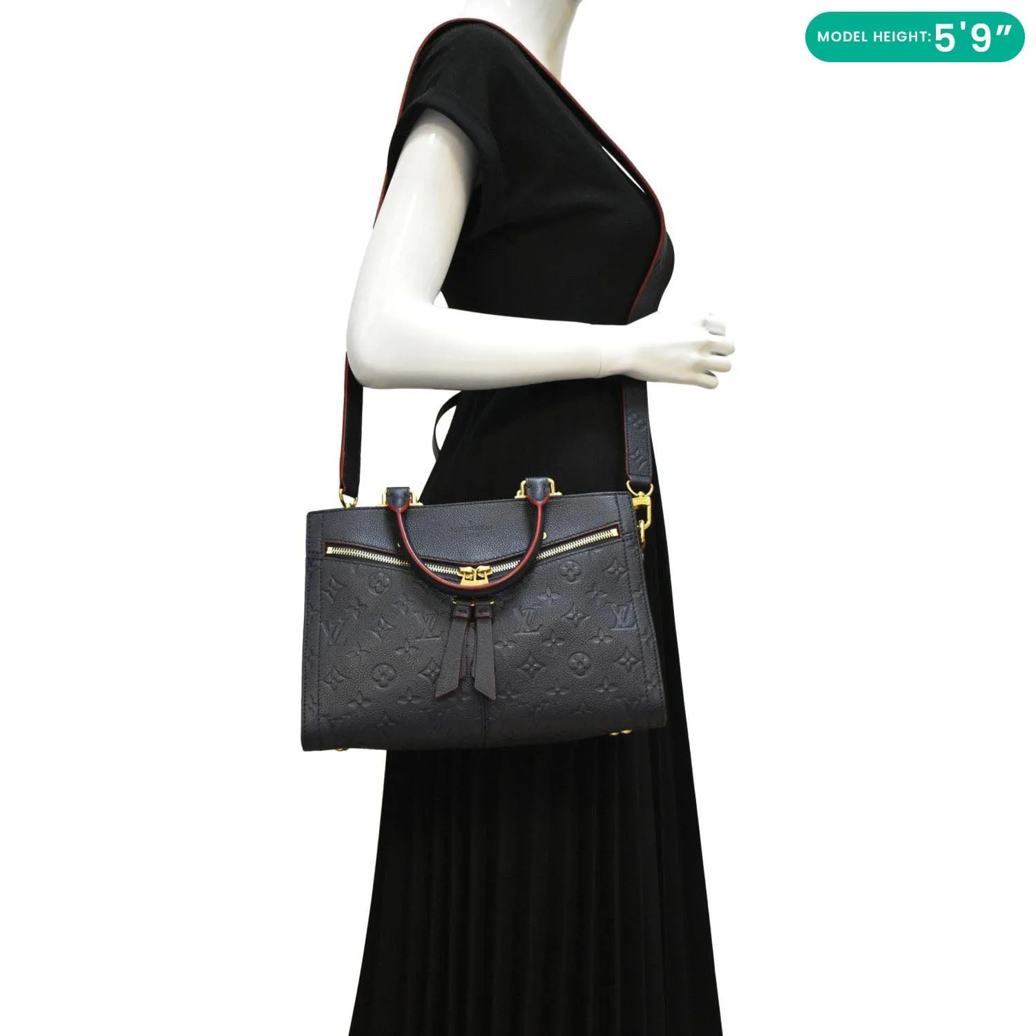 LOUIS VUITTON Sully PM Monogram Empreinte Leather Shoulder Bag Navy Blue