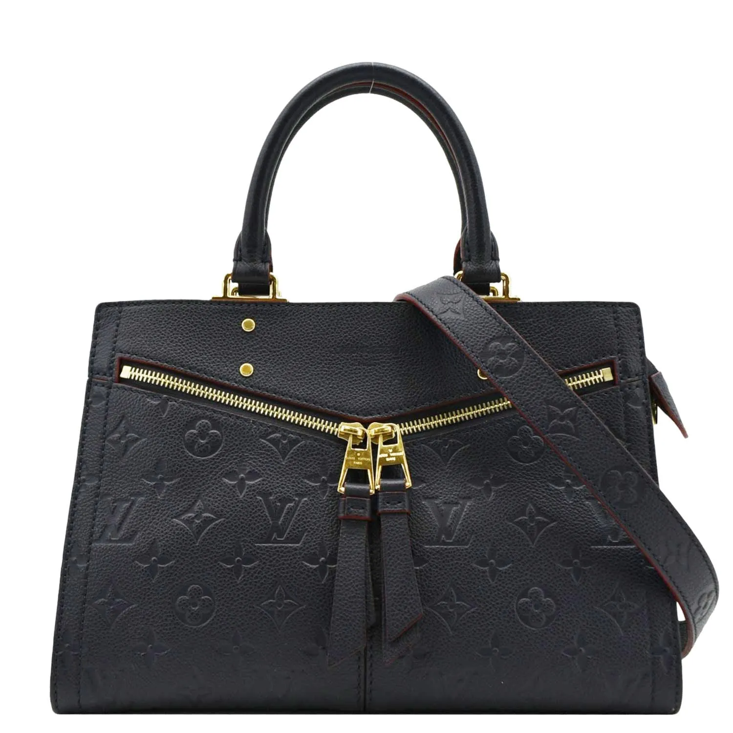 LOUIS VUITTON Sully PM Monogram Empreinte Leather Shoulder Bag Navy Blue