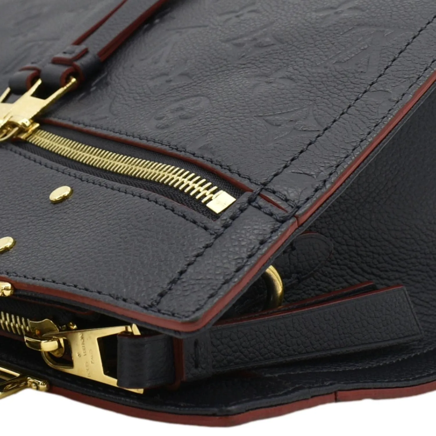 LOUIS VUITTON Sully PM Monogram Empreinte Leather Shoulder Bag Navy Blue