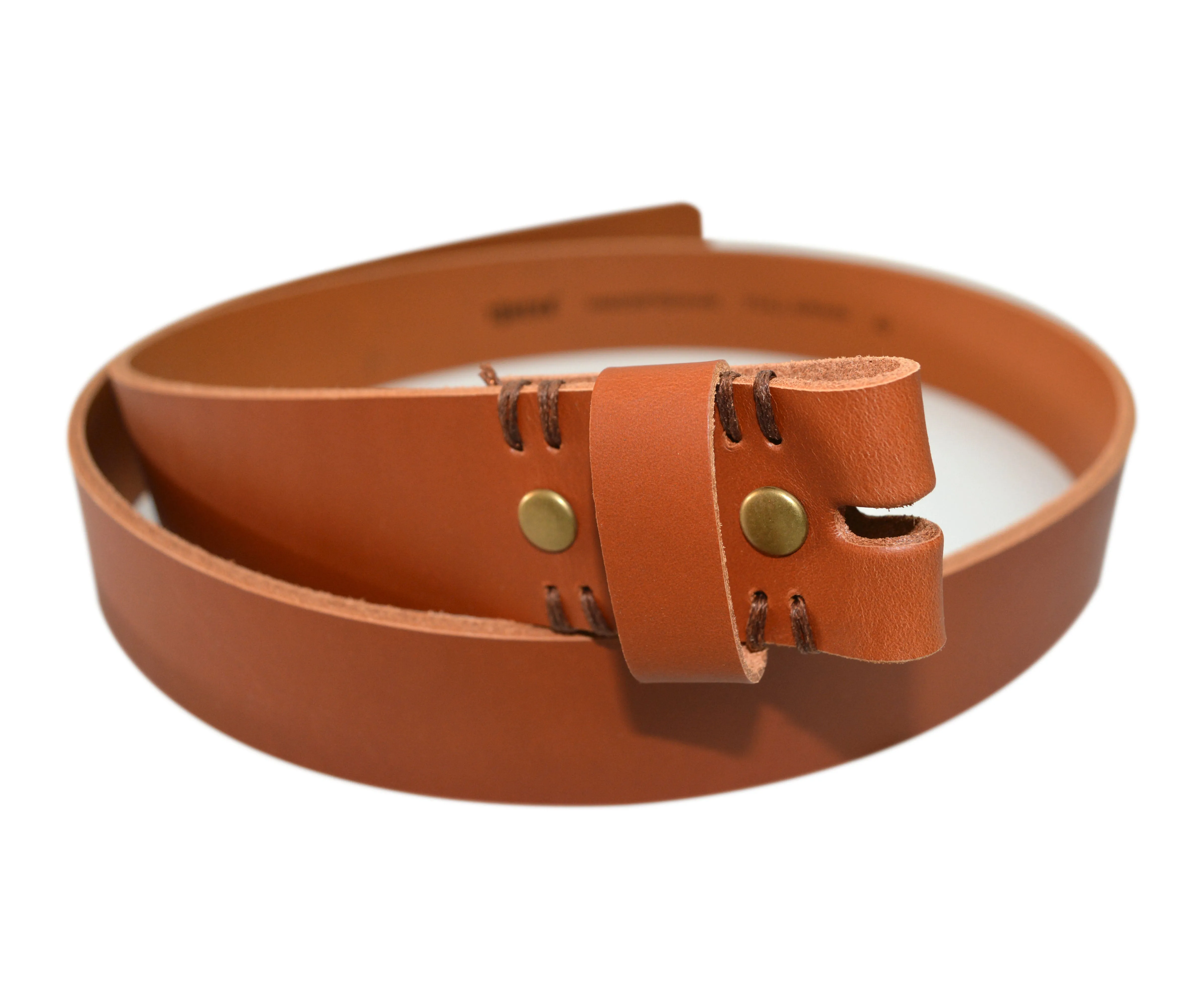 LS38S - Toneka Snap on Tan & Camel Cowhide Full Grain Leather Strap Fits 38mm Belt