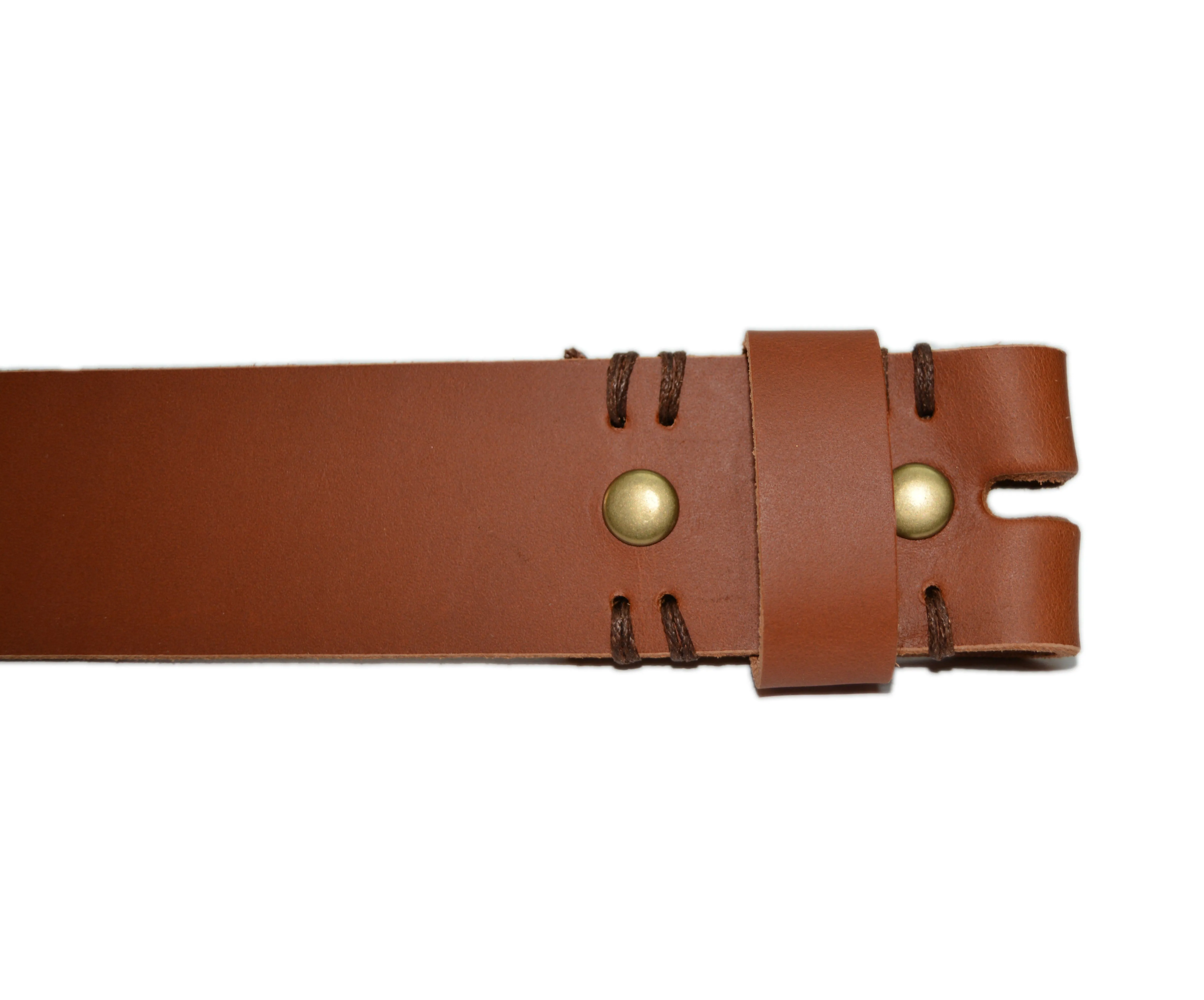 LS38S - Toneka Snap on Tan & Camel Cowhide Full Grain Leather Strap Fits 38mm Belt