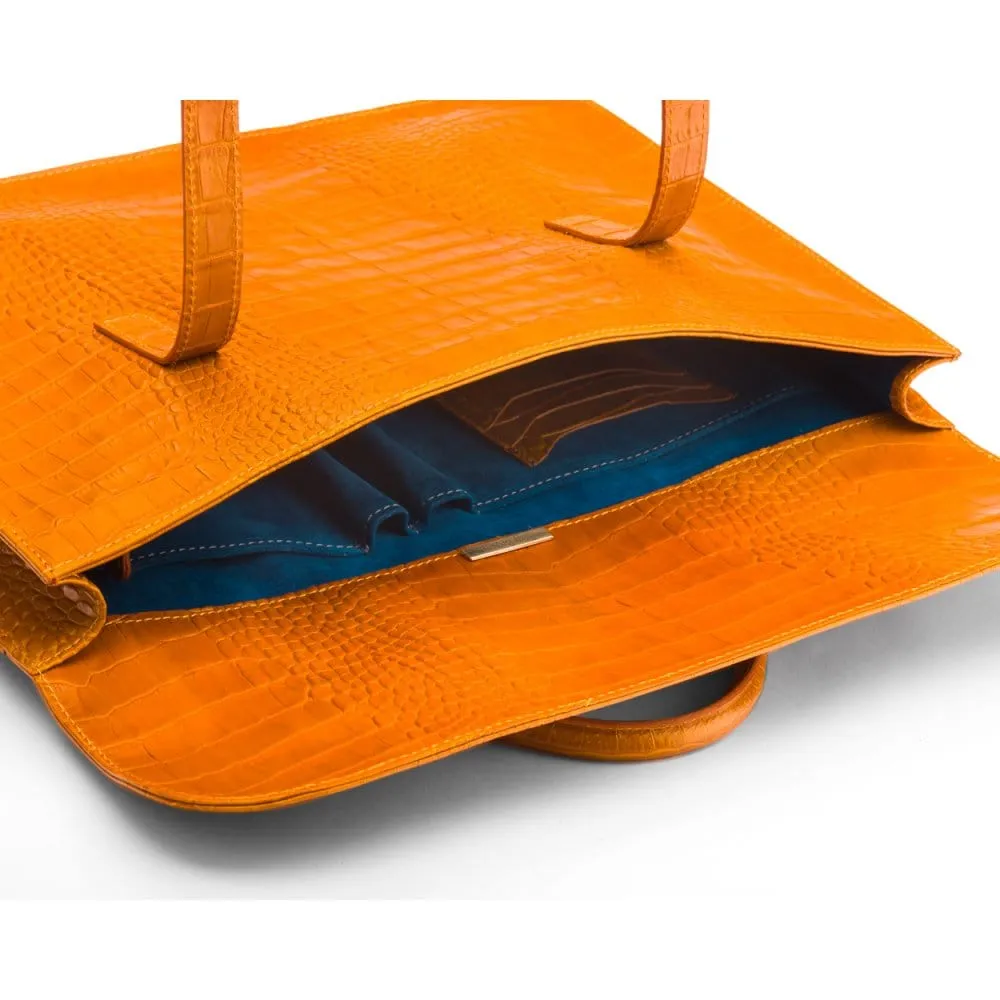 Luxury Leather Music Bag - Yellow Croc-Effect
