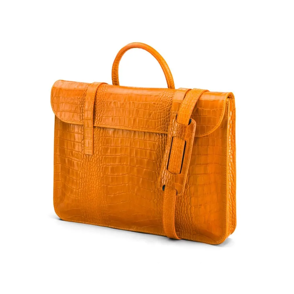 Luxury Leather Music Bag - Yellow Croc-Effect