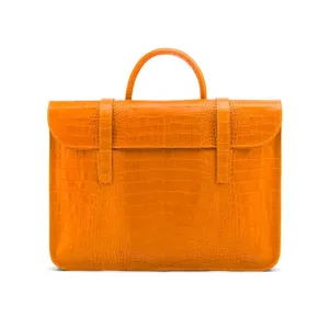 Luxury Leather Music Bag - Yellow Croc-Effect