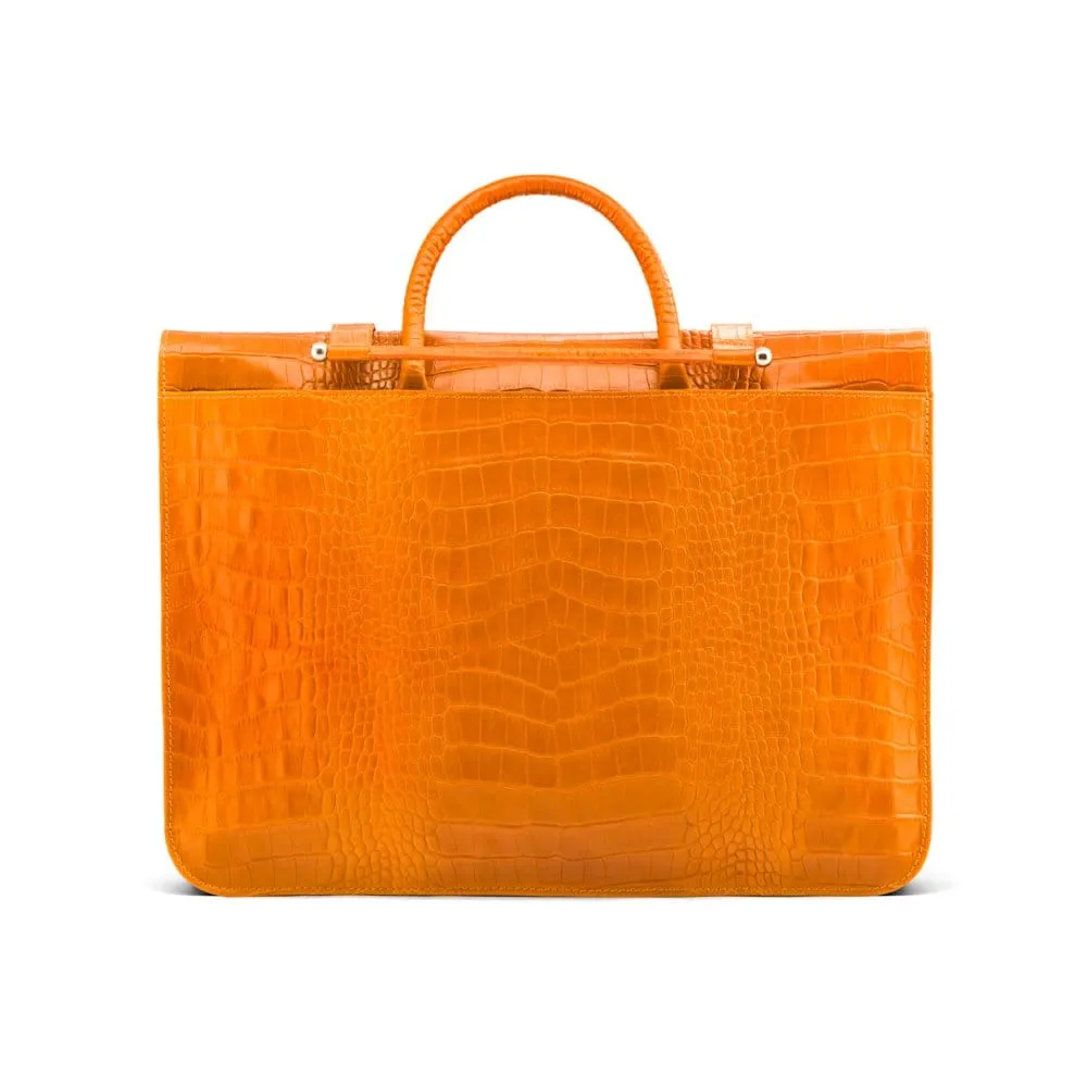 Luxury Leather Music Bag - Yellow Croc-Effect
