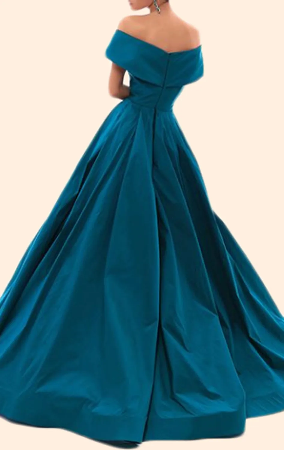 MACloth Off the Shoulder High Low Taffeta Prom Dress Royal Blue Formal Evening Gown